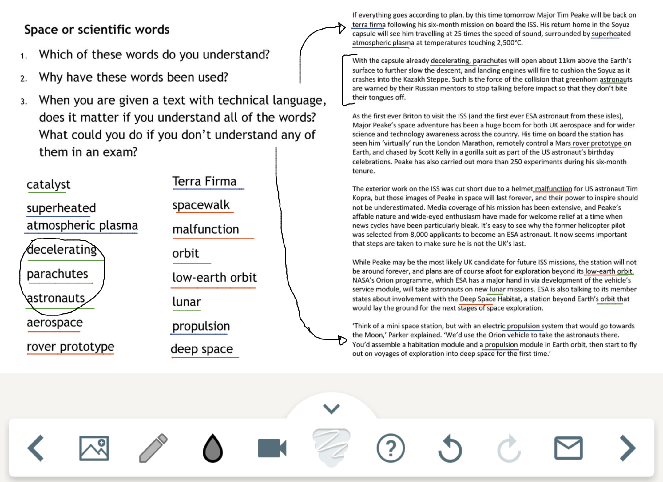 image showing an English language GCSE lesson in Bramble.