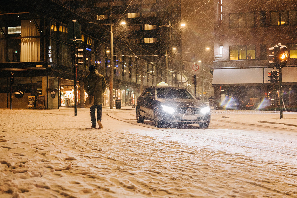 a snowy evening making it difficult to travel